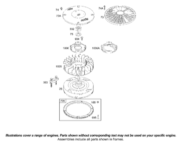 Flywheel Diagram and Parts List for 42D707-1834-XX  Briggs and Stratton Engine